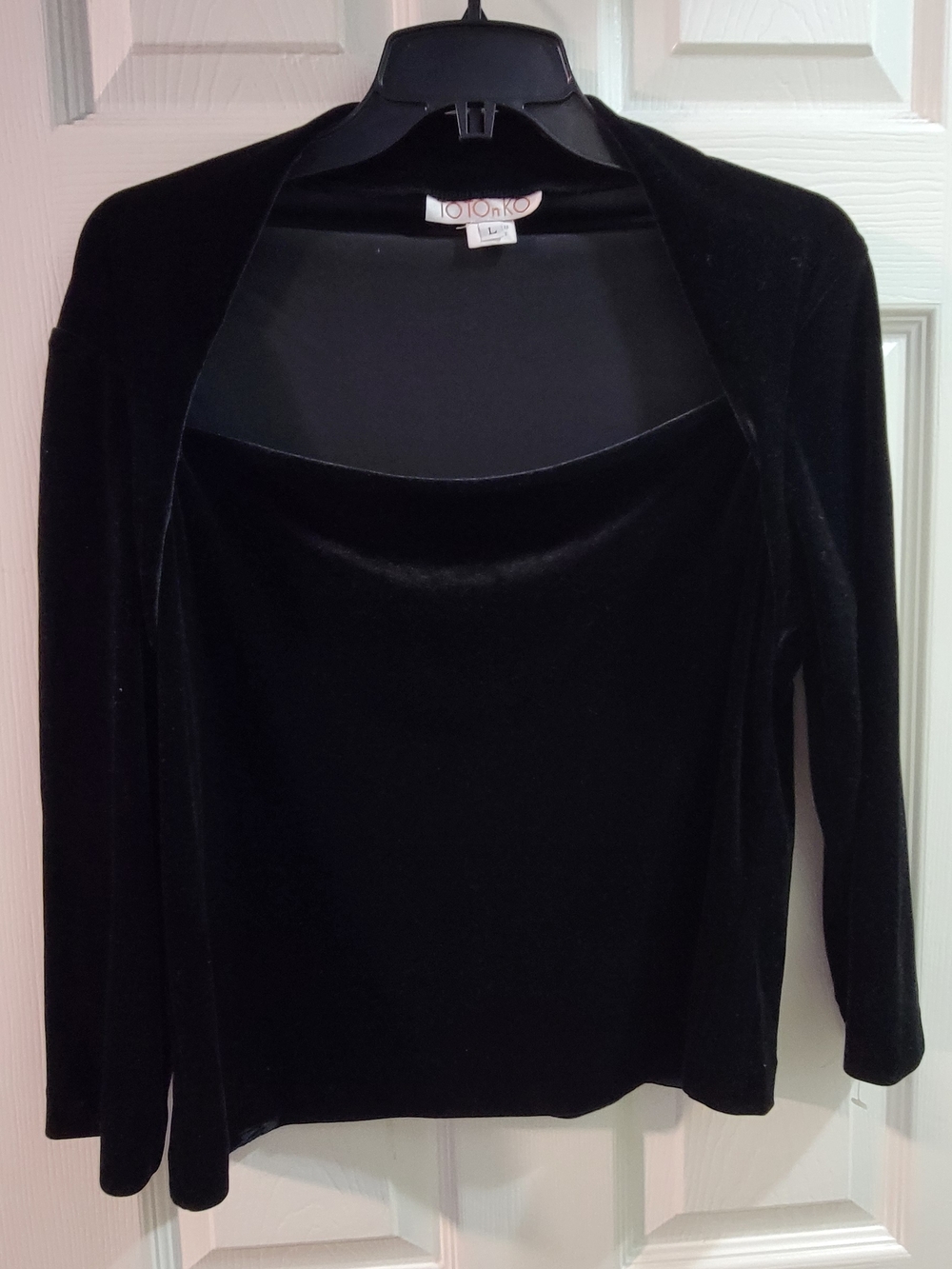 Black Velvet Long-Sleeve Shell and Cardigan Set
